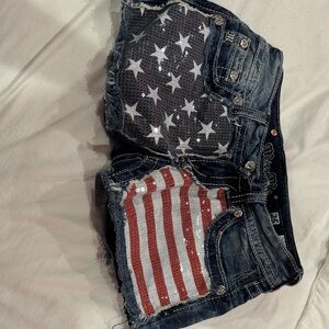 Miss Me Star and Stripe Jean Shorts
